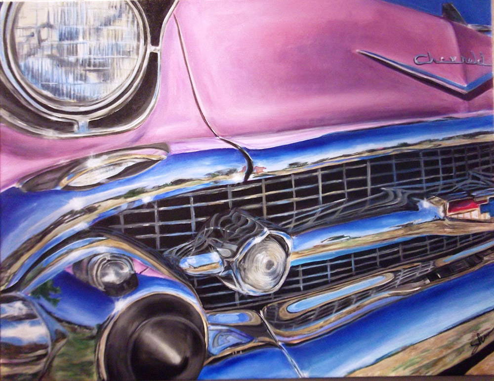 1957-Chevrolet-Bel-Air, Medium: Original Acrylic on Canvas Size: 30" x 40" #C20295 Artist: Shannon Fannin