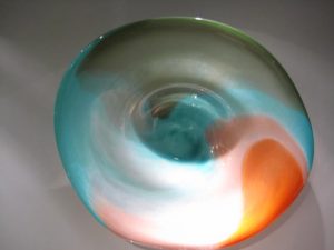 Coral-and-Aqua-Platter, Medium: Glass Size: 22" x 19" x 6" Artist: Rick Nicholson