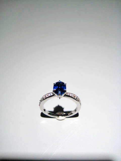 14K White Gold Ring with 1.69c Sapphire and .25c Diamond Artist: Kabana Stavros Catalog: 895-13-9 Price: $6,500.00