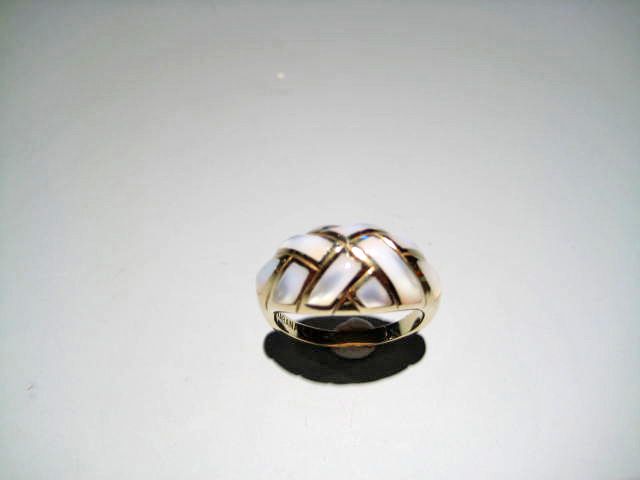 14K Gold Ring with White Mother of Pearl Artist: Kabana Stavros Catalog: 895-46-1 #18902 Price: $1,750.00 REDUCED: $650.00