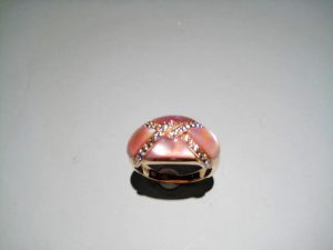 14K Pink Gold Ring with Pink Mother of Pearl and .24c Diamond Artist: Kabana Stavros Catalog: 895-63-4 #19057 Price: $3,500.00 REDUCED: $1,700.00