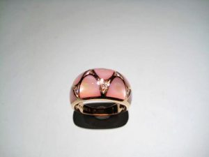 14K Pink Gold Ring with Pink Mother of Pearl and .14c Diamond Artist: Kabana Stavros Catalog: 896-75-0 Price: $2,500.00