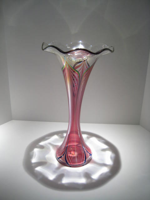 Gold and Ruby Feathered Trumpet Vase Artist: Stuart Abelman Catalog: 435-37-8 #19467 Price: $950.00 REDUCED: $450.00