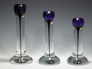 Set of Three Purple Candleholders Artist: Steve Adams Catalog: 522-47-0 #19448 Price: $850.00 REDUCED: $395.00