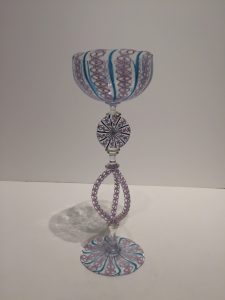 Latticcino Hand Blown Purple Glass Goblet Artist Charles Correl